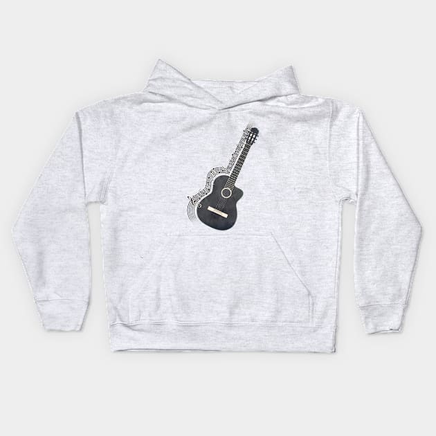 Guitar - Music Collection Kids Hoodie by GosiaOwczarz